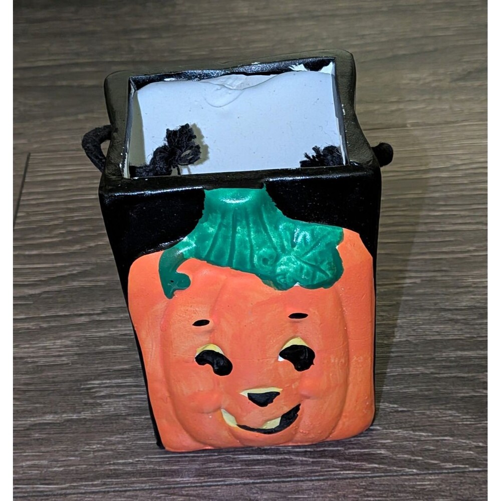 Ceramic Halloween Jack-O-Lantern Pumpkin Face Trick-or-Treat Bag w/ Handle